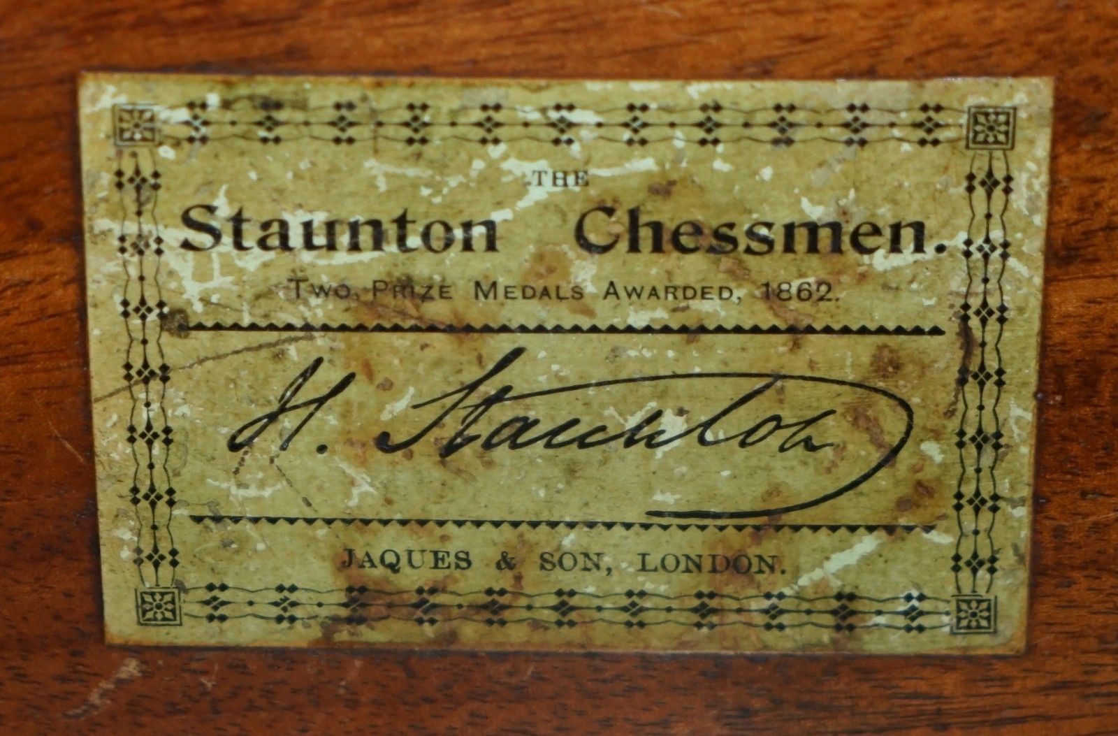 Antique Victorian Jacque Staunton Chessman Stamped Chess Set In Original Box photo vintage