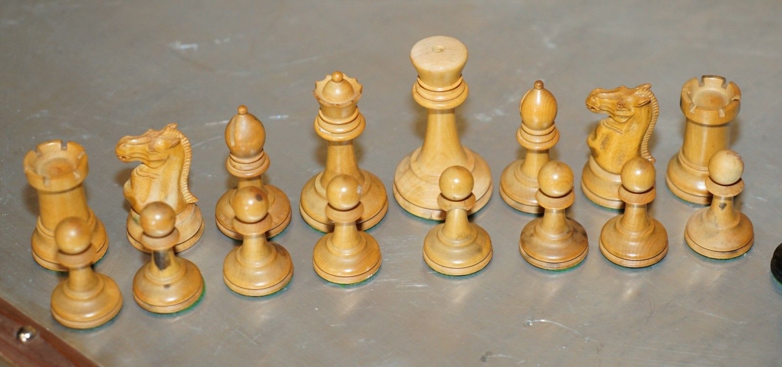 photo furniture Antique Victorian Jacque Staunton Chessman Stamped Chess Set In Original Box