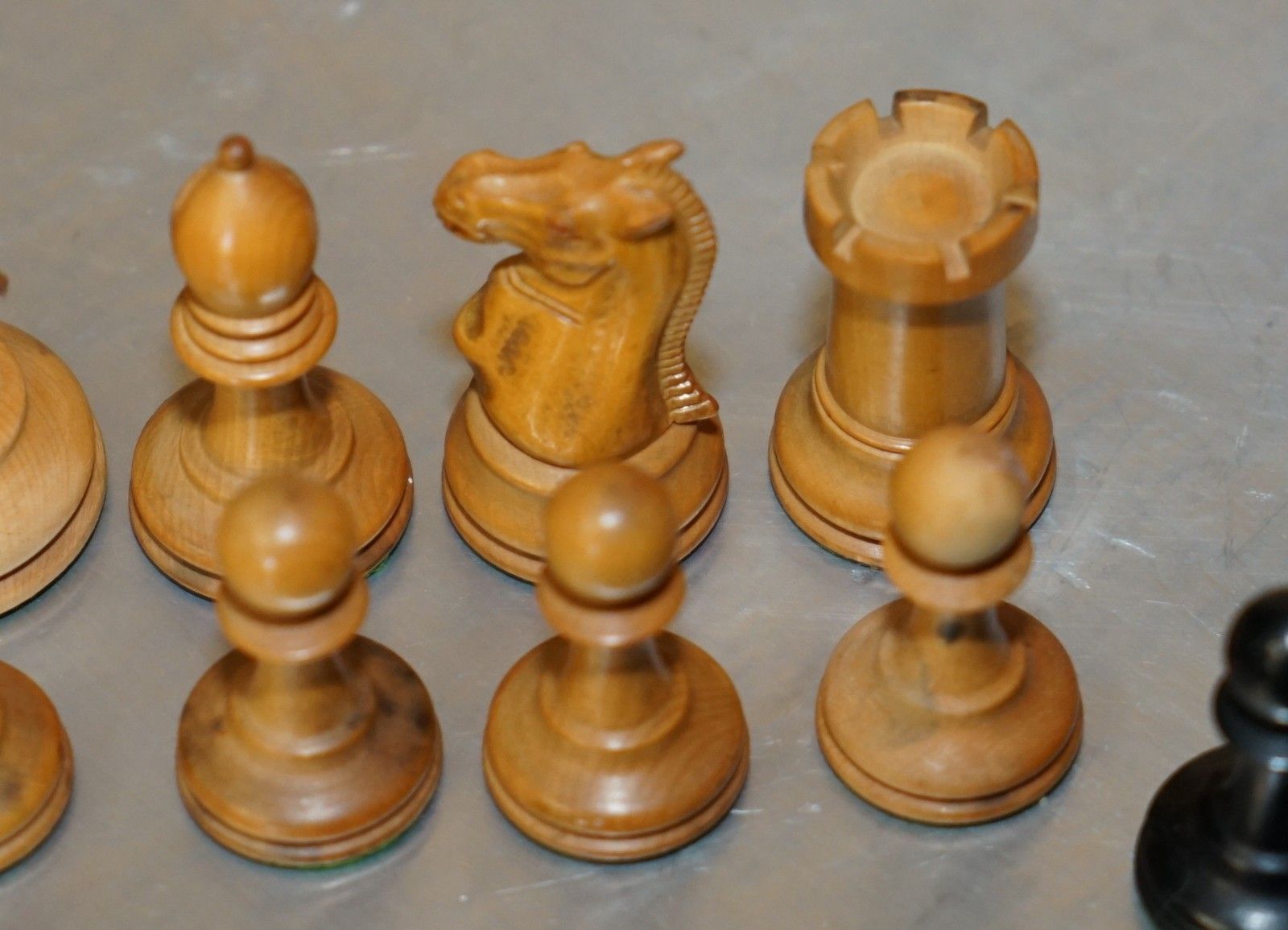 photo for sale Antique Victorian Jacque Staunton Chessman Stamped Chess Set In Original Box