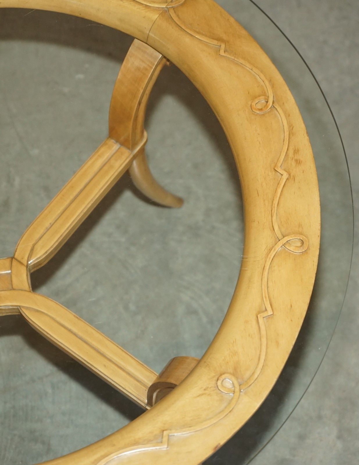 Pair Of French Circa 1950's Cherrywood & Glass Rene Prou Attriubted Side Tables photo vinterior