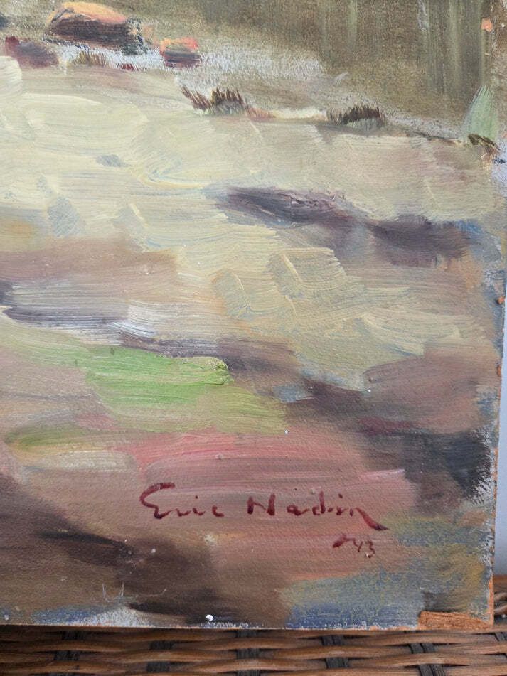 Swedish Fields And Woods Oil Painting By Eric Nadirn 1943 photo Art