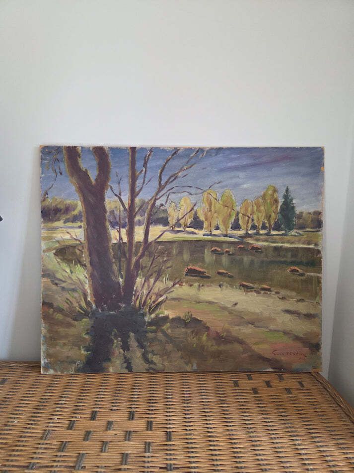 Swedish Fields And Woods Oil Painting By Eric Nadirn 1943 photo 105.0