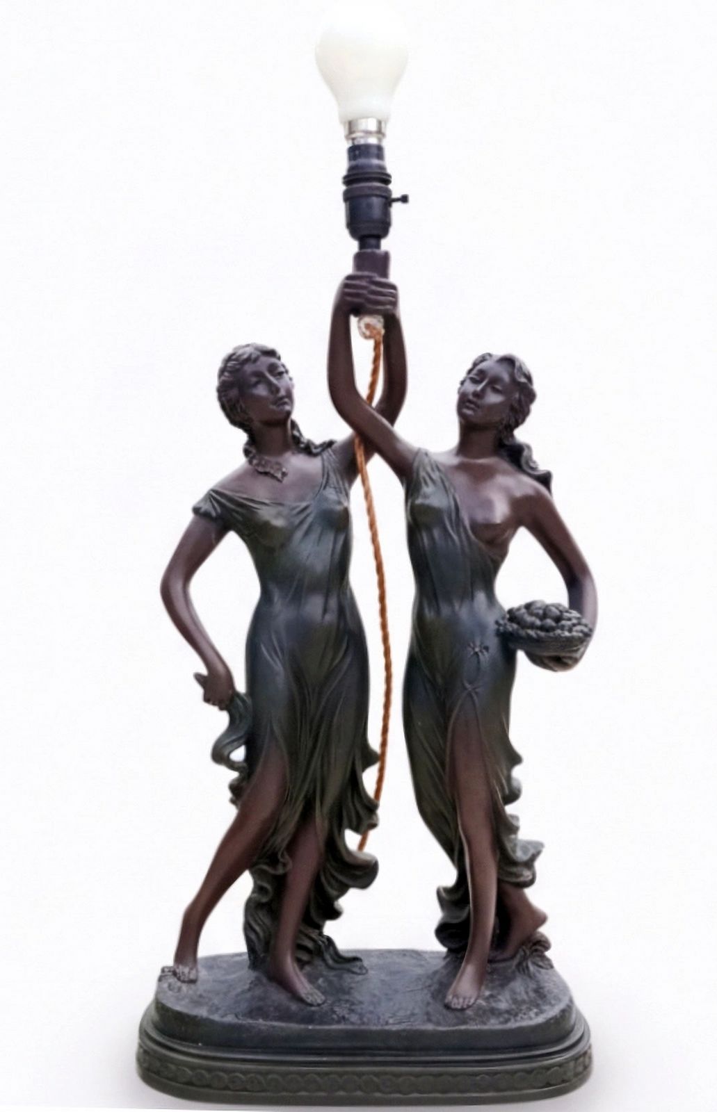 Art Nouveau Bronze Composite Figural Table Lamp photo furniture