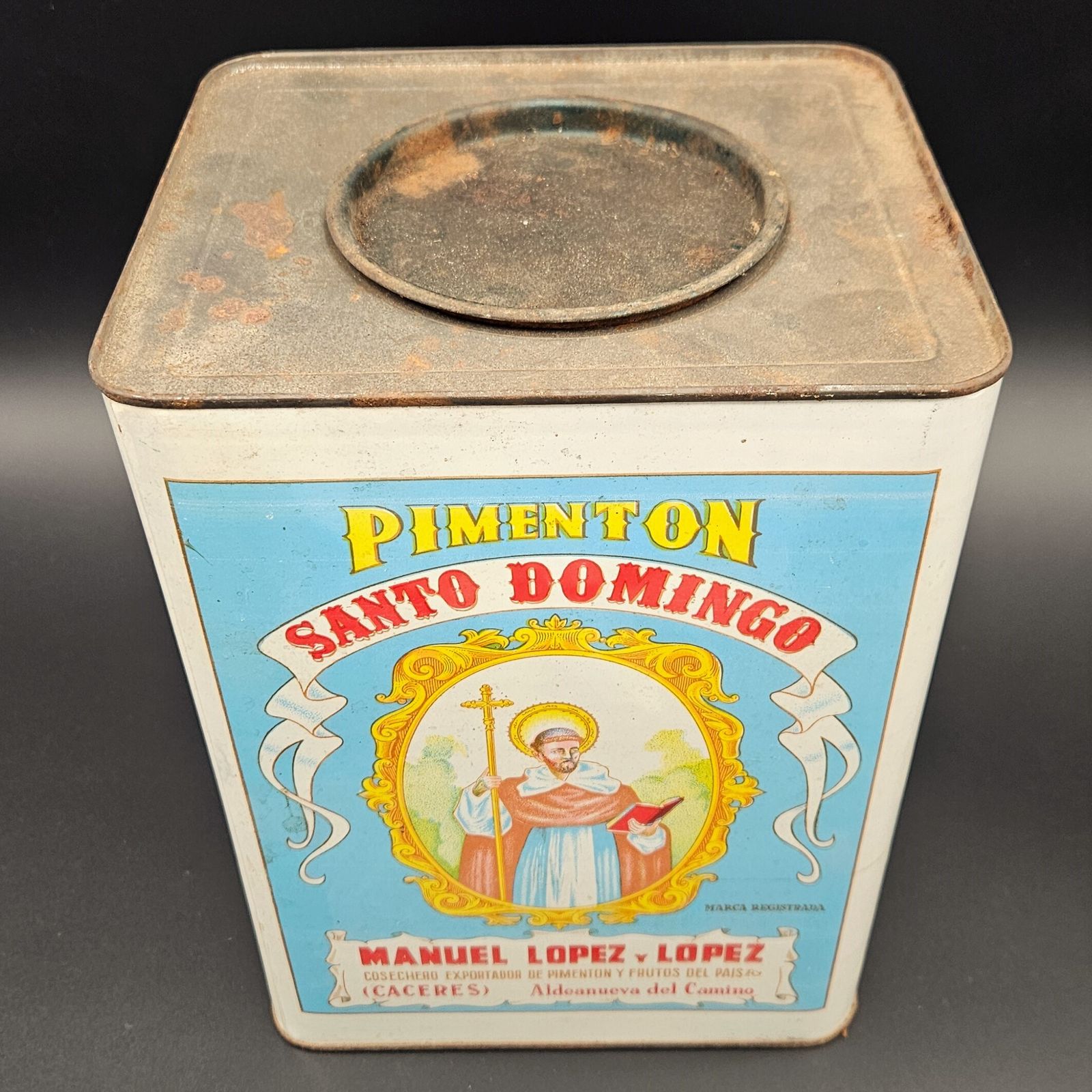 Rare Advertising Tin Can By Pimentón Santo Domingo Caceres. 1920   1930 photo furniture