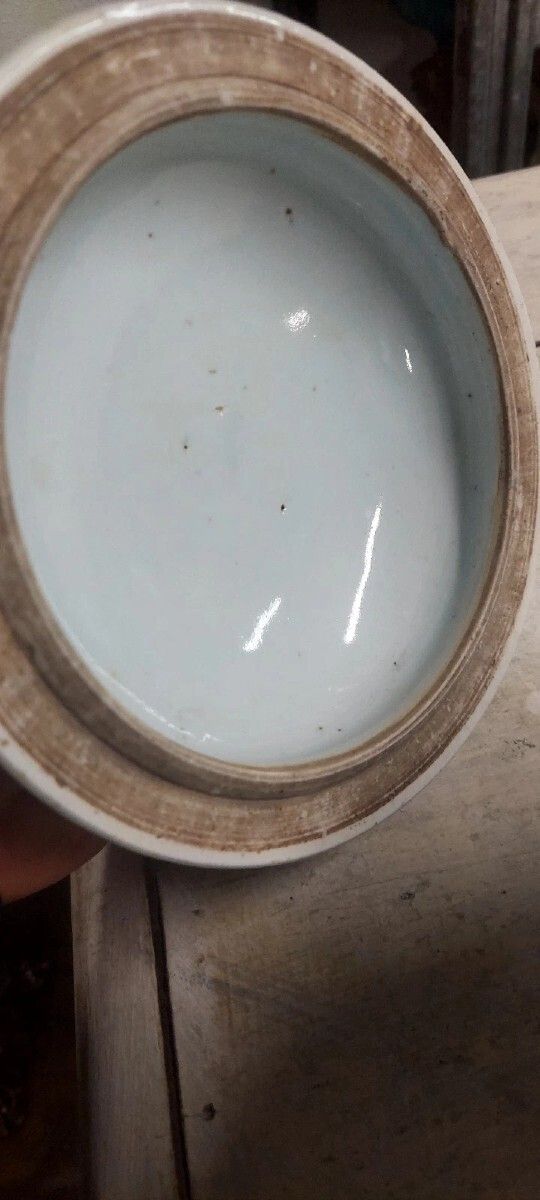 Antique Blue And White Porcelain Pot From China, Qing Dynasty, 19th Century photo vintage