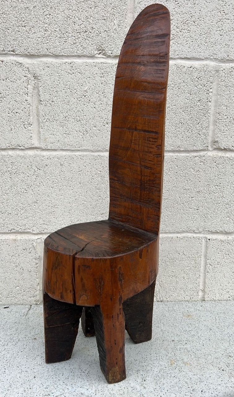 Mid 20th Century Hand Carved Burmese Hardwood Chair In Solid Padauk