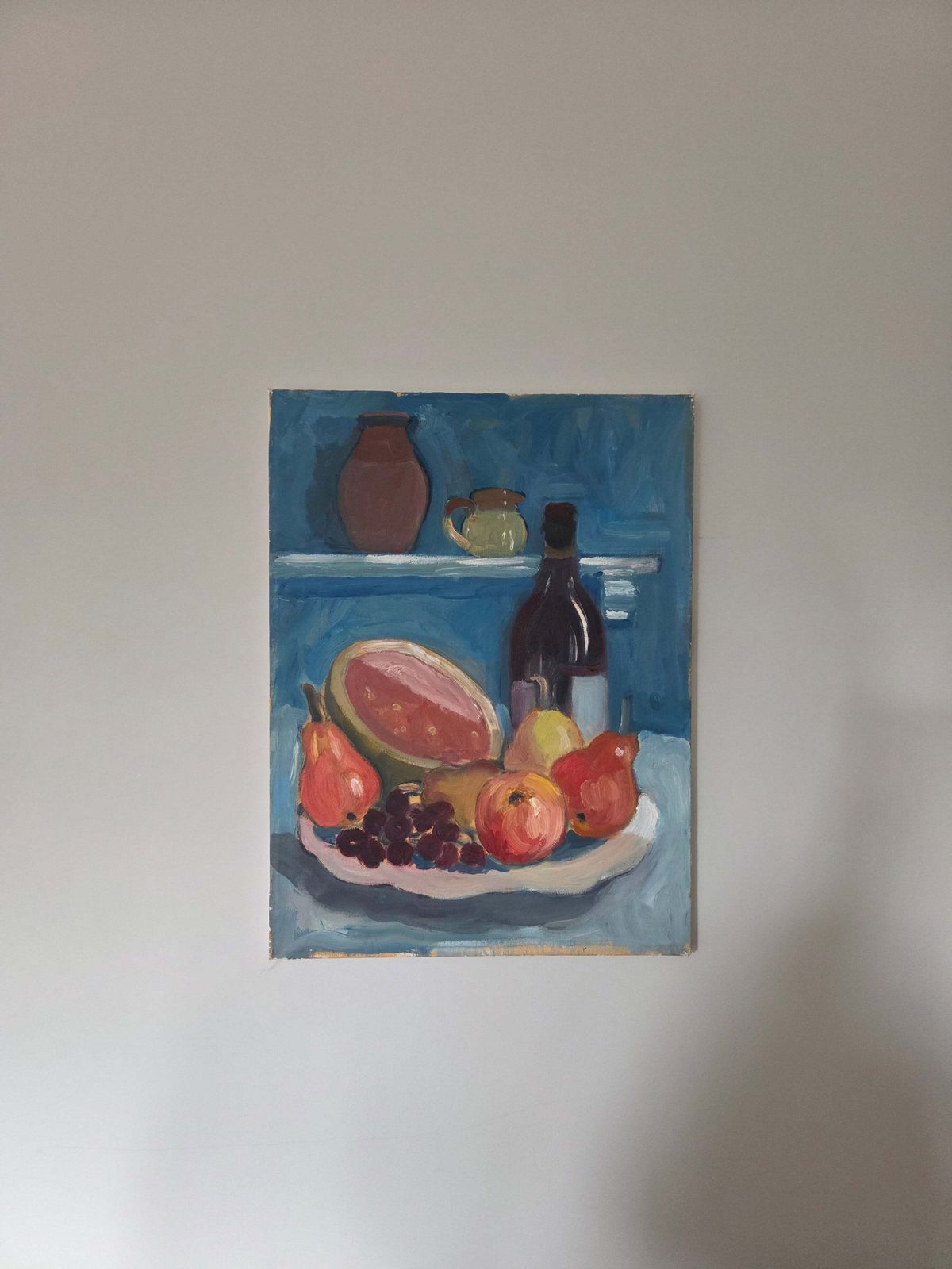 Vintage Oil Painting Of Fruit And Wine photo furniture