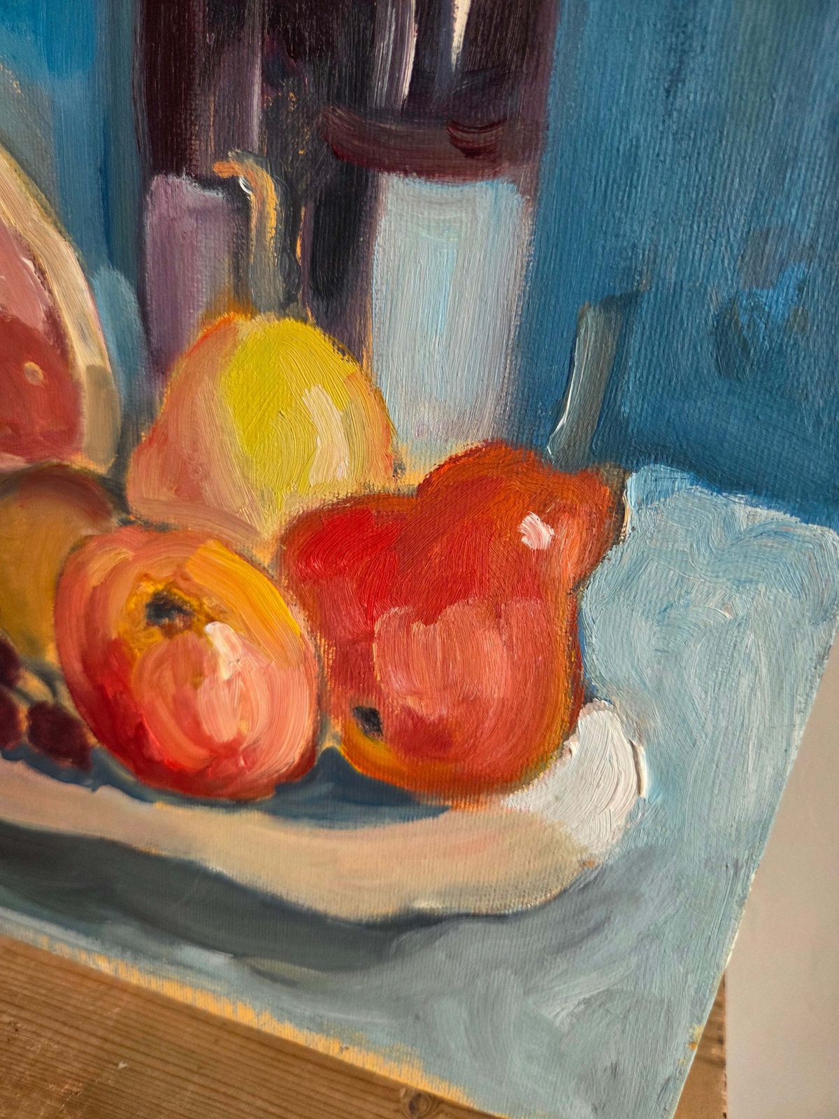 Vintage Oil Painting Of Fruit And Wine photo for sale