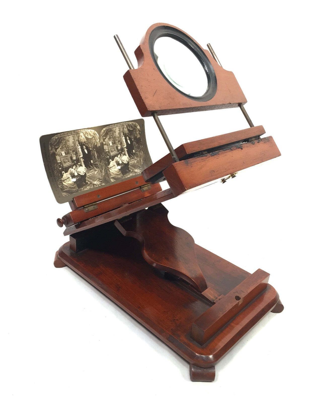 Antique Victorian Wooden Mahogany Graphoscope / Picture Viewer / Stereoscope photo vinterior