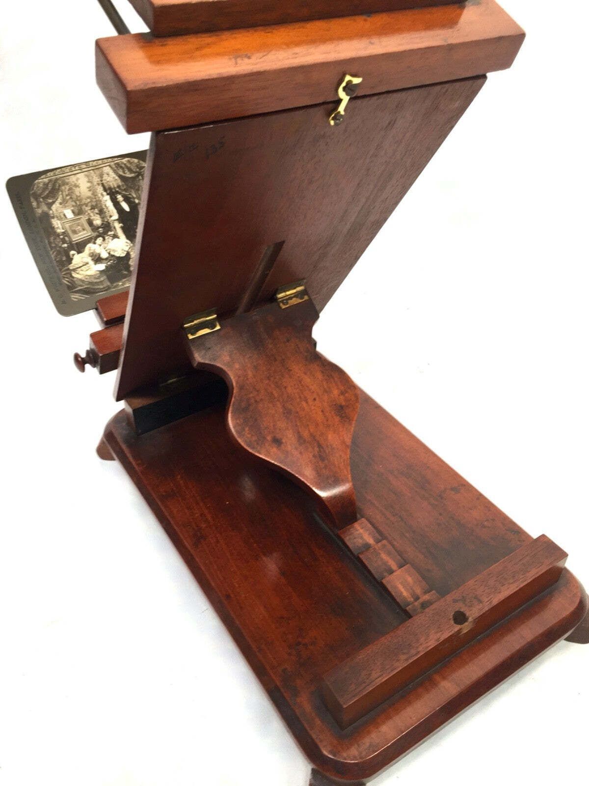 Antique Victorian Wooden Mahogany Graphoscope / Picture Viewer / Stereoscope photo vintage