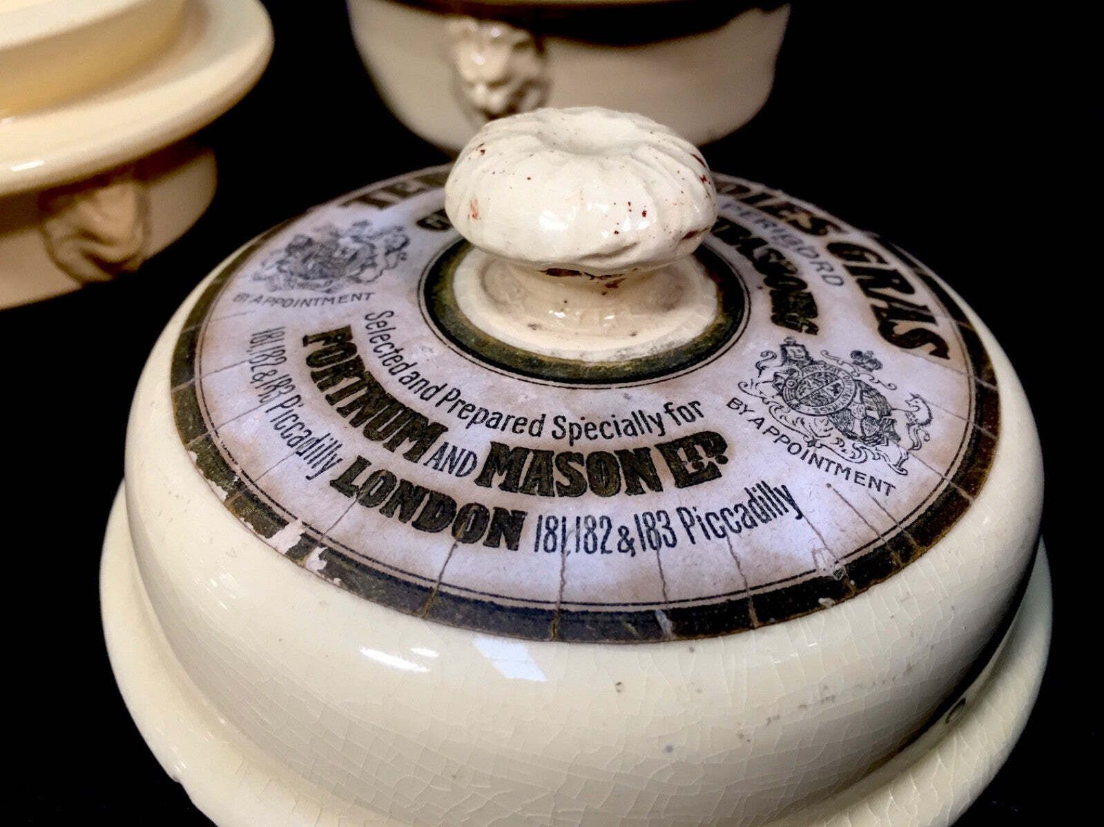 Antique Advertising Fortnum & Mason Pair Of French Ceramic Dishes Terrine C.1920 photo 89.0