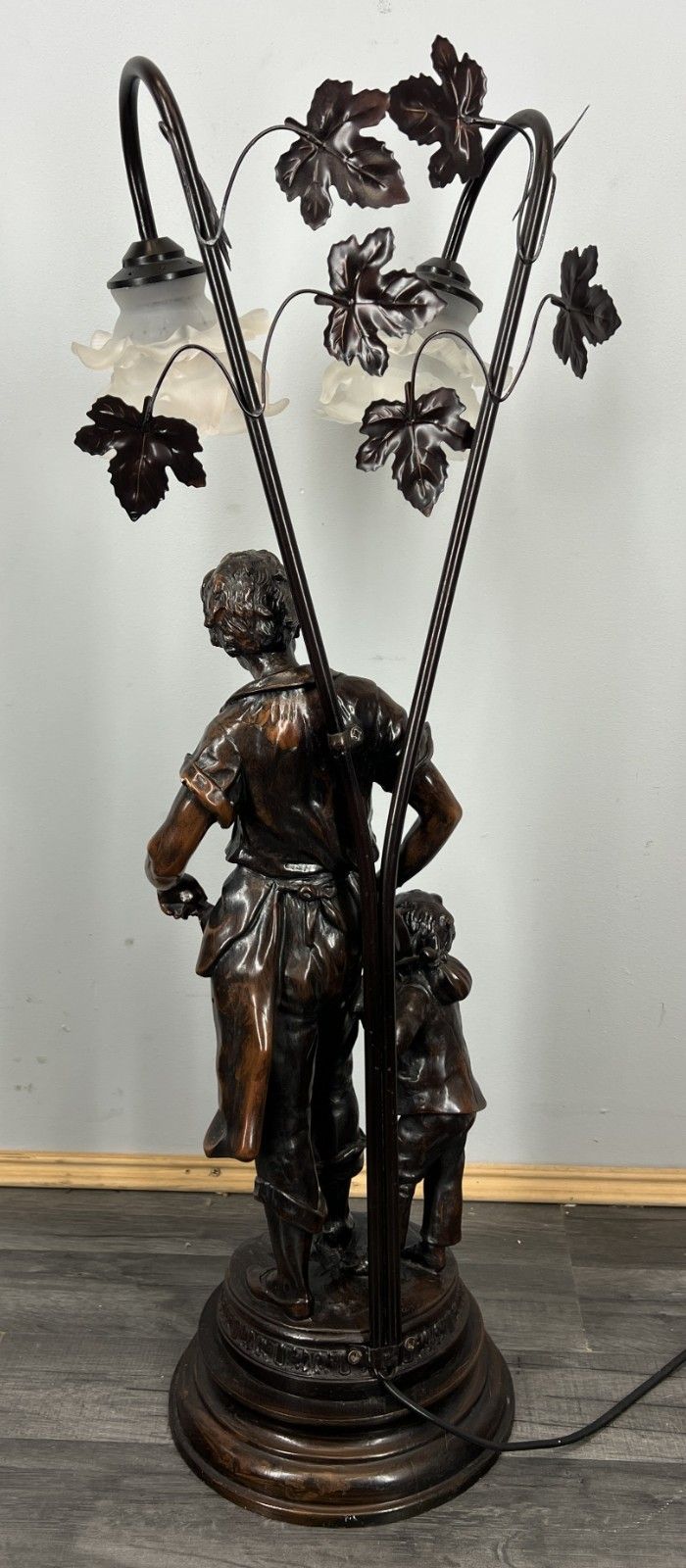photo furniture Lamp Vintage French Figural Double Light With Frosted Glass Shades Lot 4407