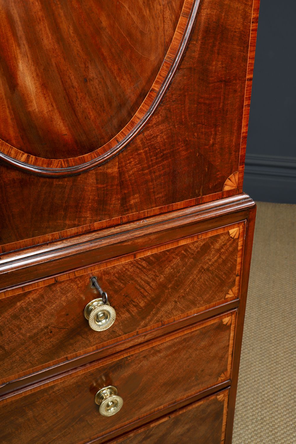 English Georgian Flame Mahogany Linen Press Chest Wardrobe Armoire (Circa 1780) photo for sale