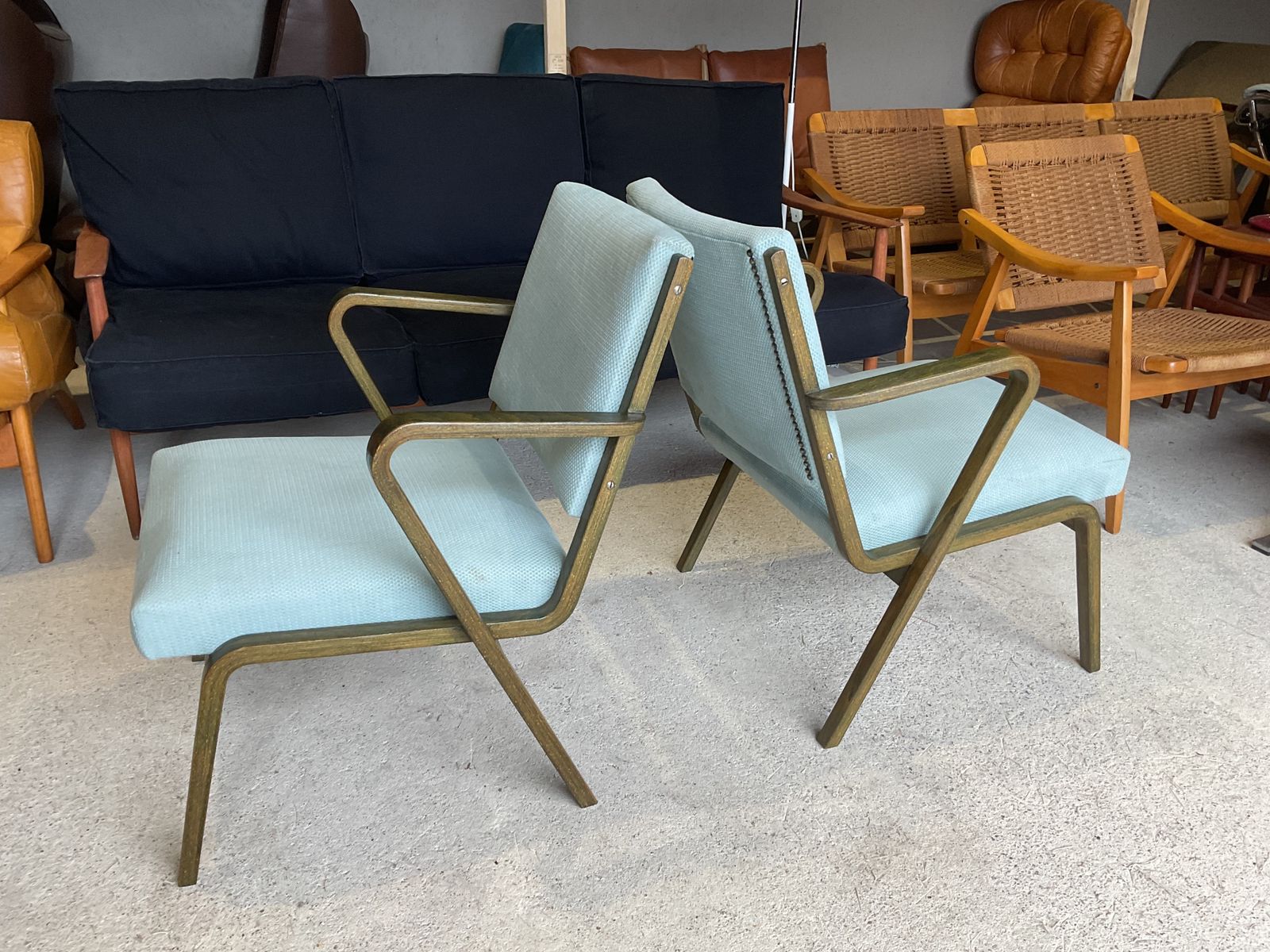 Furniture Bauhaus Easy Chairs By Selman Selmanagic For Veb Deutsche Werkstätten Hellerau, German Ussr, 1950s, Set Of 2 photo