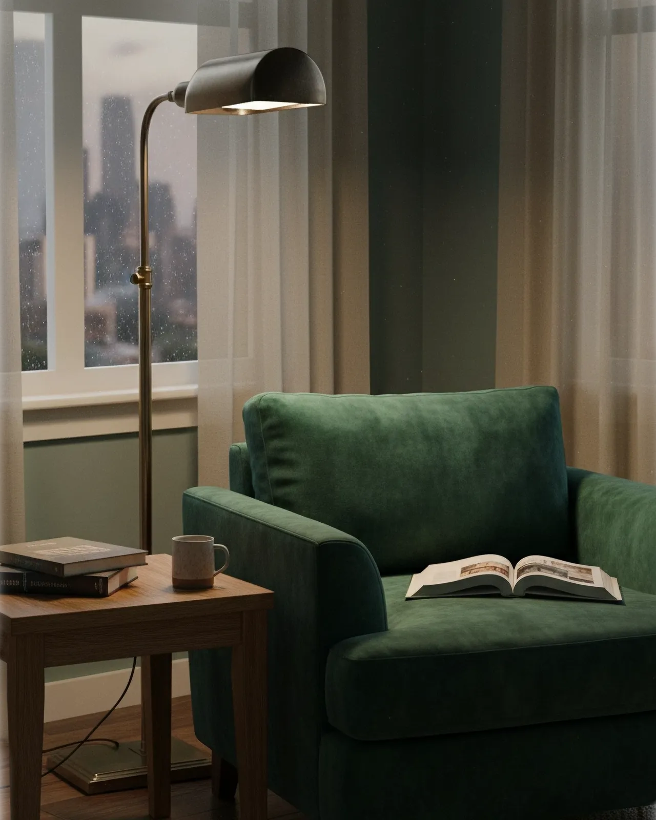 Industrial Style Banker's Shade , Adjustable Floor Lamp