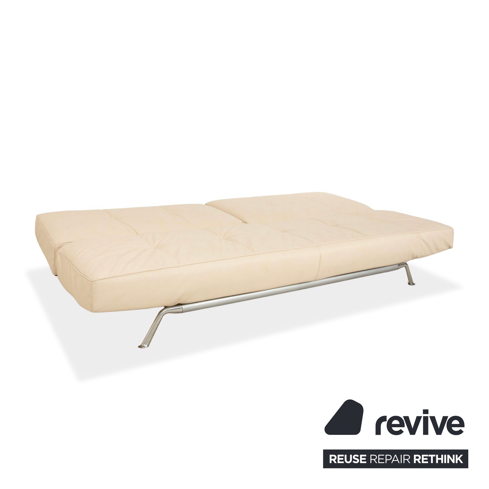 Canapé Ligne Roset Smala 3 places en simili cuir vegan crème beige, fonction manuelle, retapissage Gavin photo vinterior