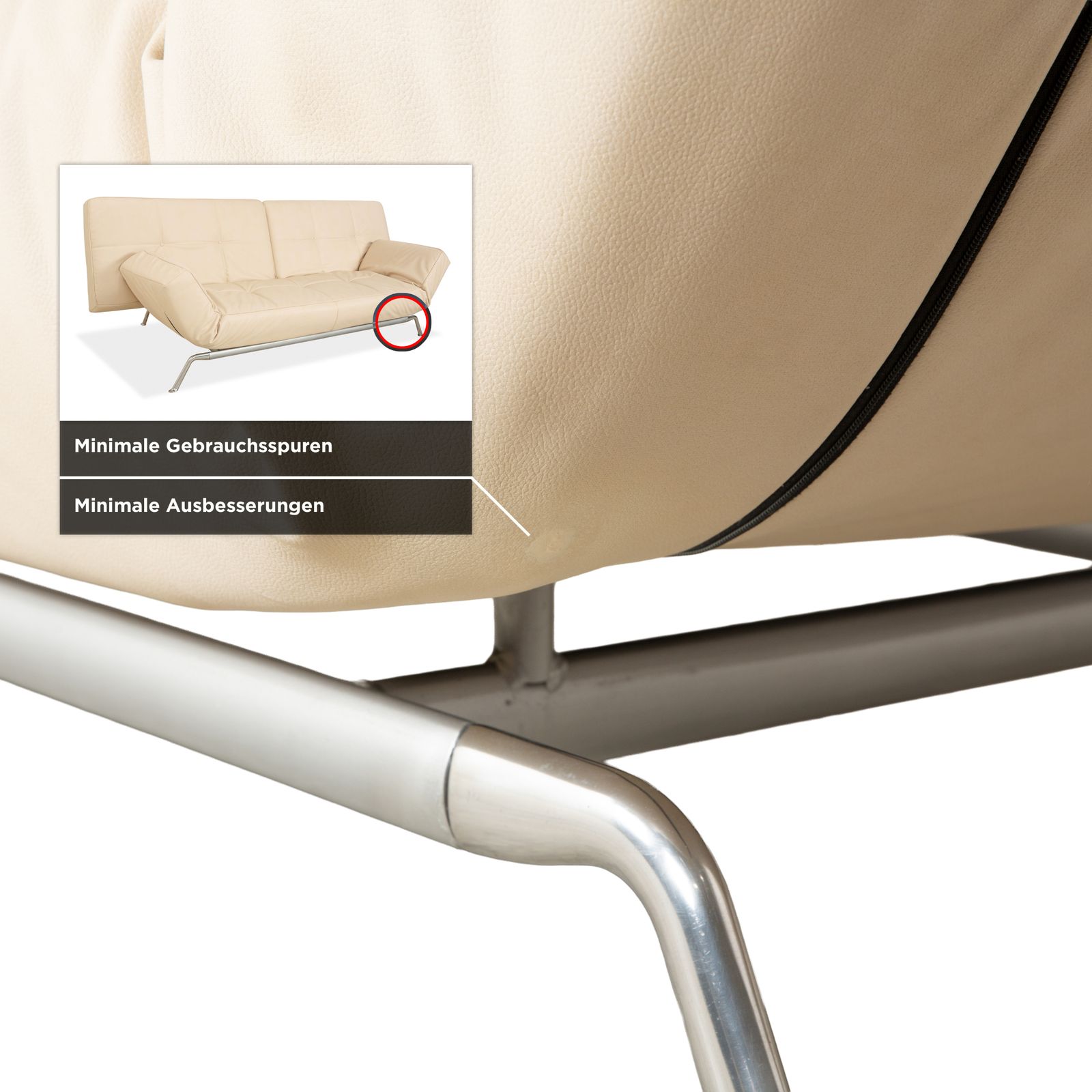 photo furniture Canapé Ligne Roset Smala 3 places en simili cuir vegan crème beige, fonction manuelle, retapissage Gavin