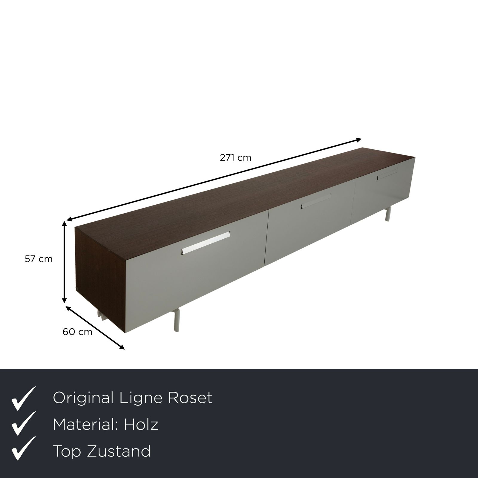 Buffet Ligne Roset en bois, gris-brun, lowboard photo furniture