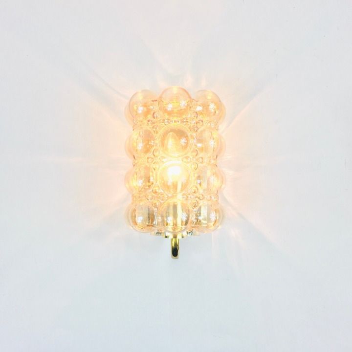Paar Mid Century Modern Wandlampen Met Amberkleurig Bellenglaswerk Van Helena Tynell Voor Limburg, Duitsland, Jaren 1960 photo Verlichting