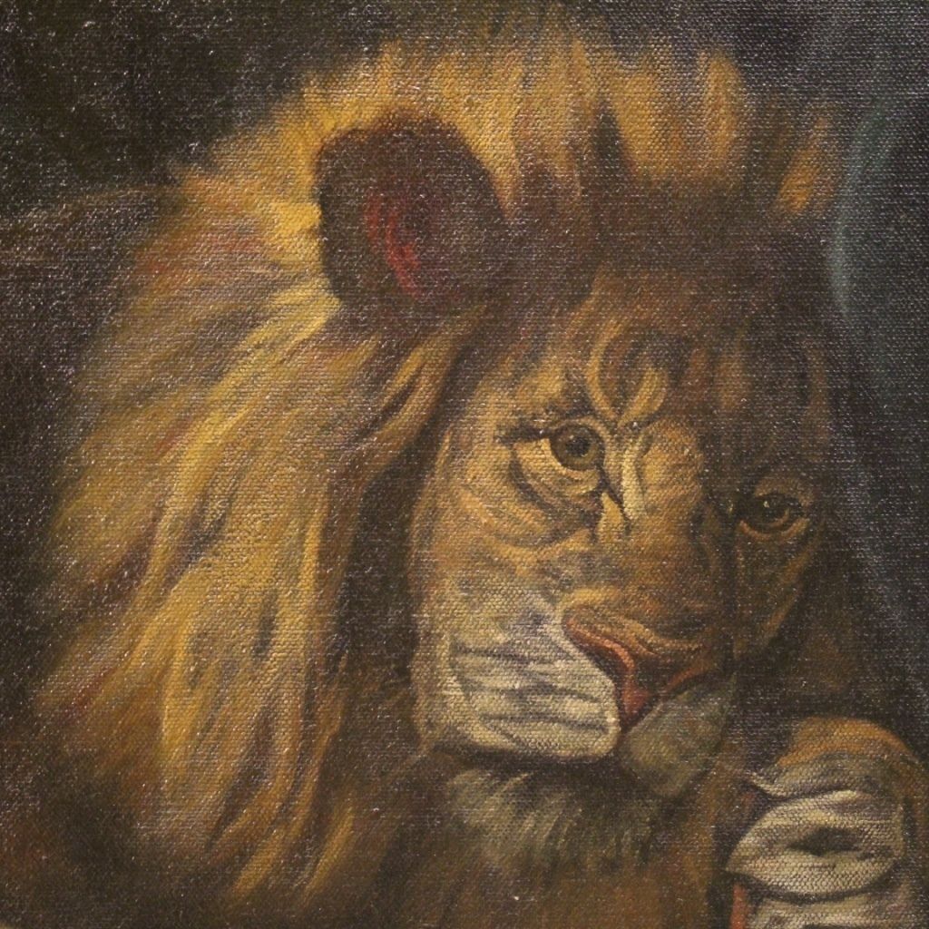 Italian Religious Painting Saint Jerome With Lion From 20th Century photo furniture