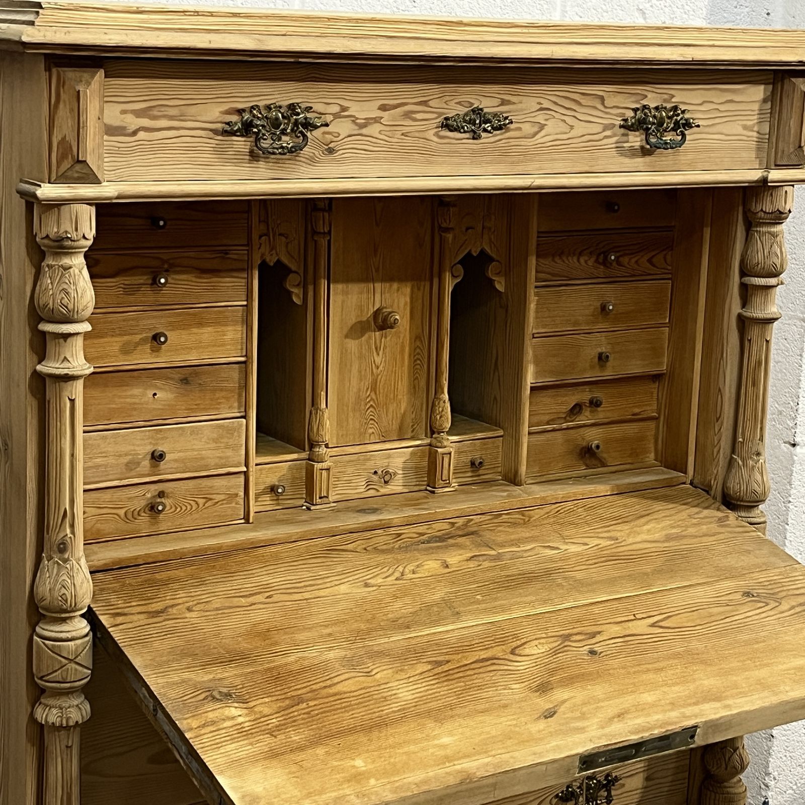 Antique Pine Secretaire Desk With Secret Drawers photo Furniture
