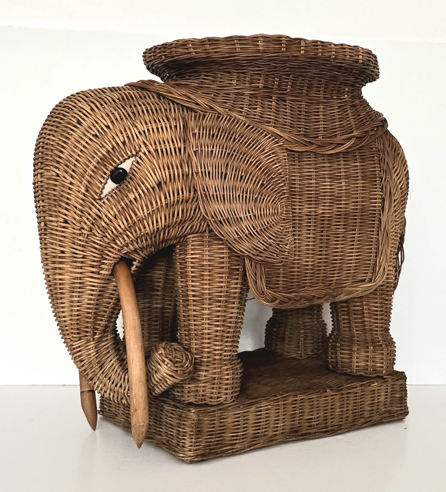 Mid Century French Wicker Elephant Table.