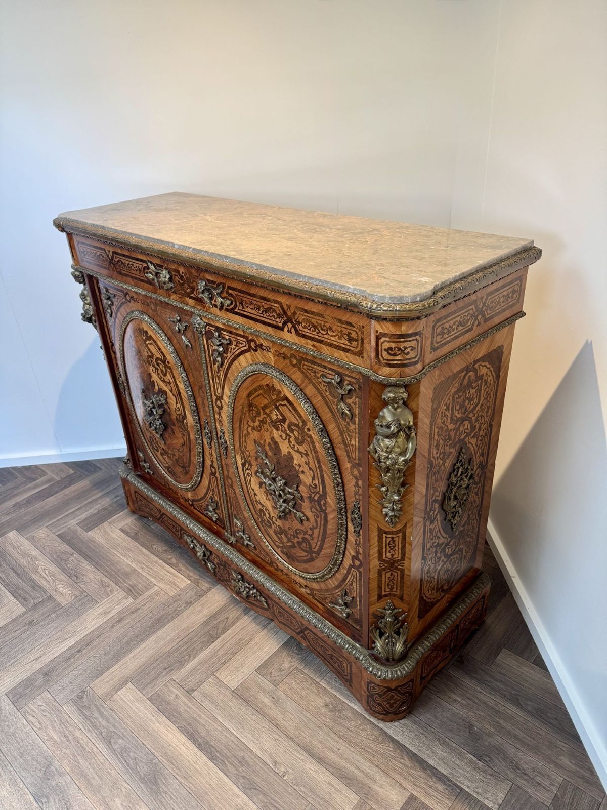 Exquisite Quality Antique 19th Century French Marquetry Inlaid Cabinet photo Furniture