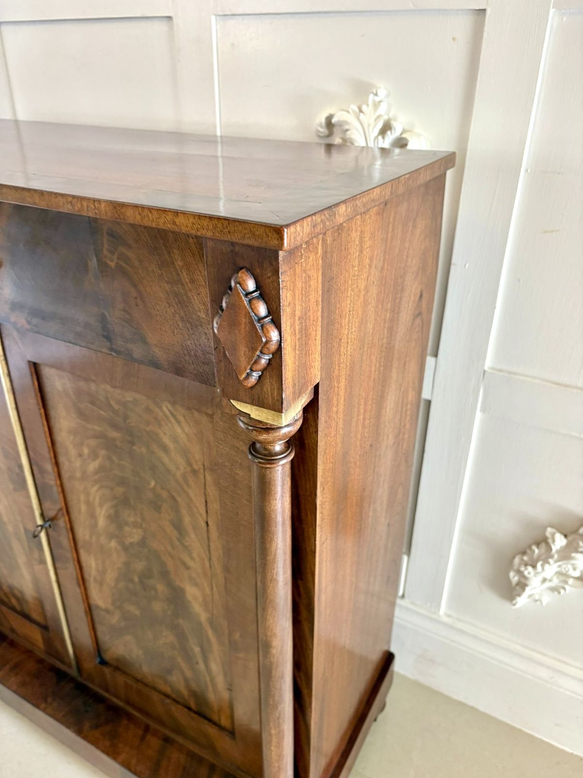photo for sale Fine Antique 19th Century Figured Mahogany Chiffonier Cabinet