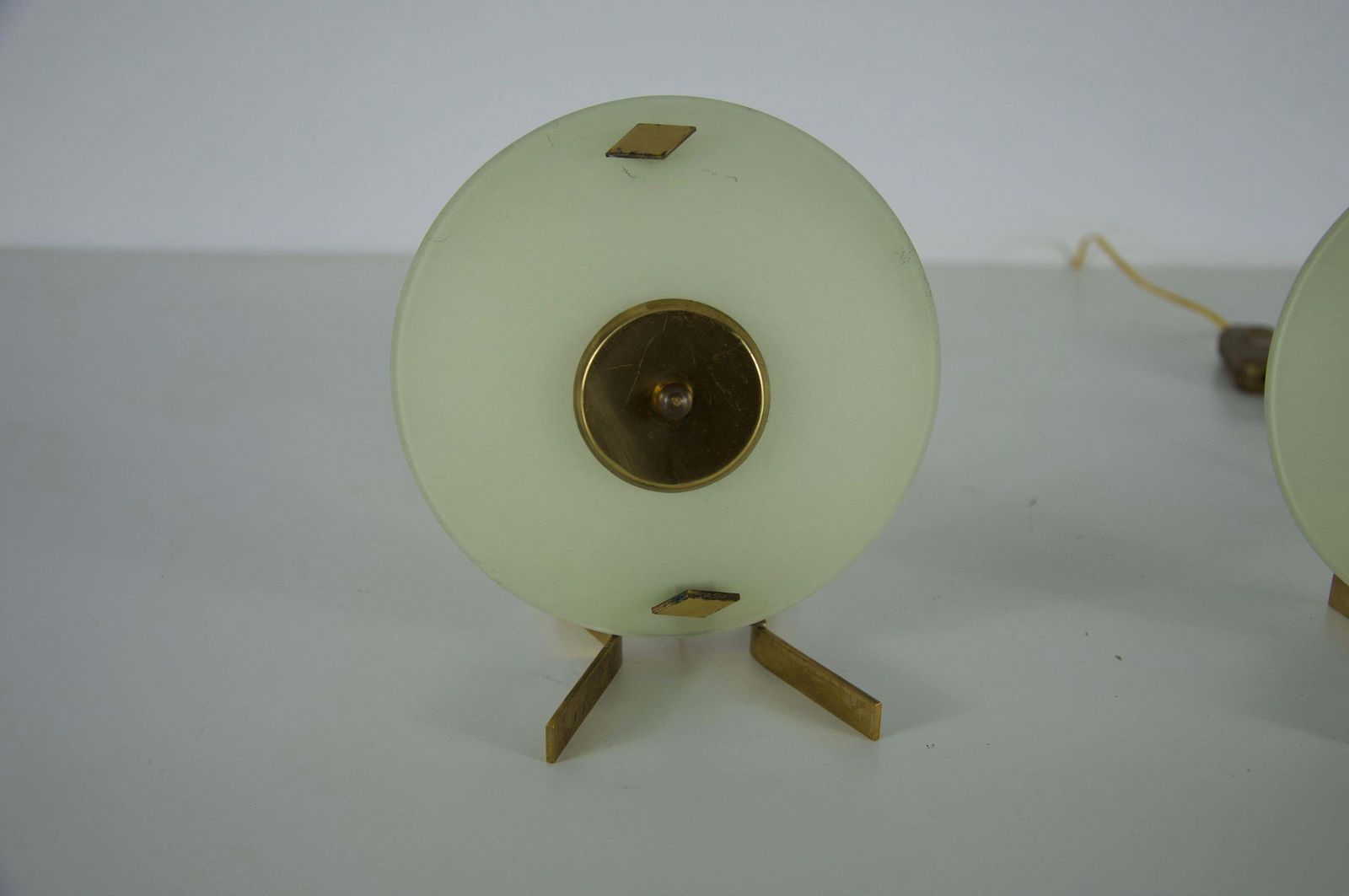Pair Of Brass And Glass Table Lamps, Italy, 1950s photo for sale