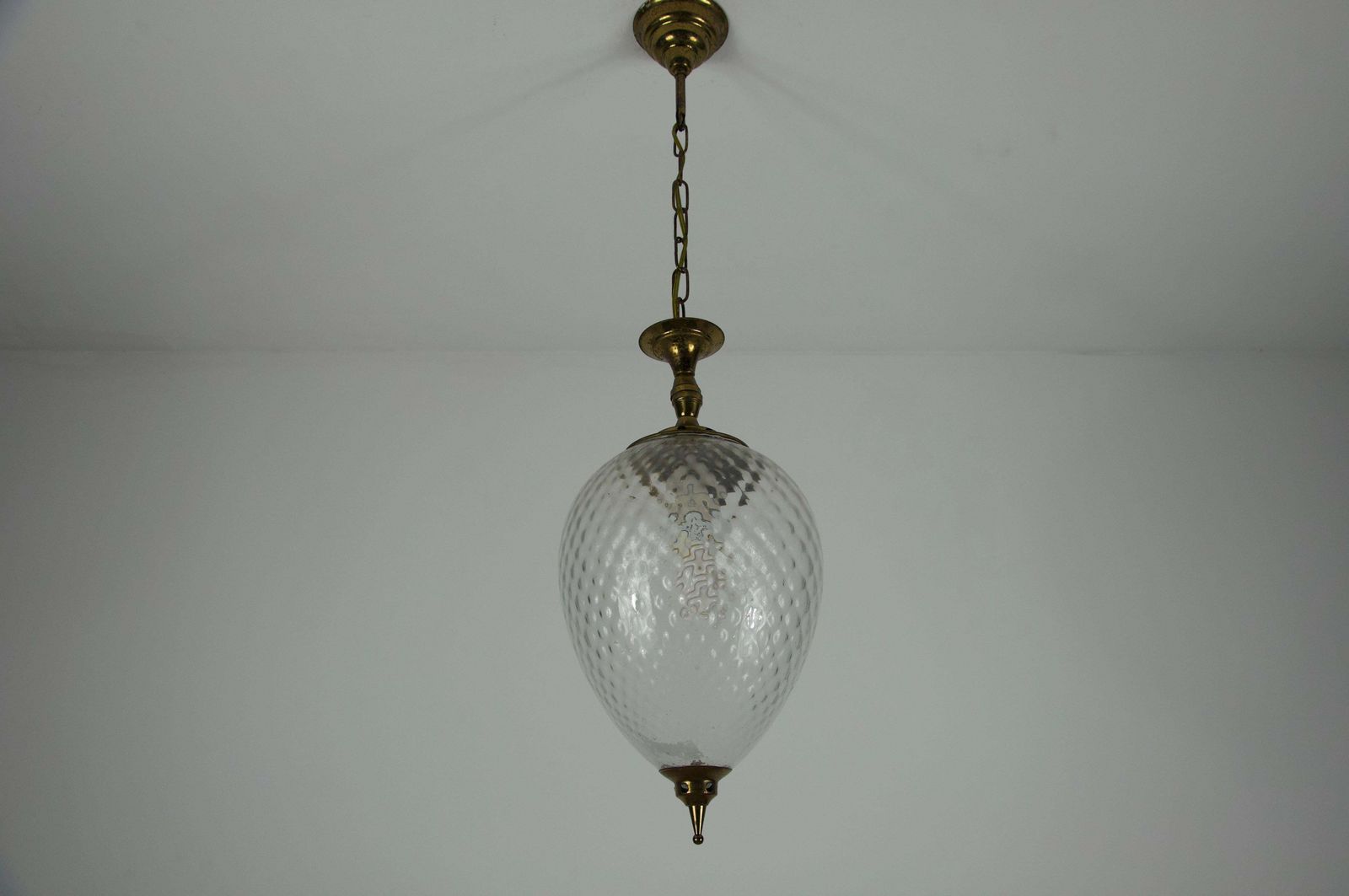 Brass And Glass Mid Century Pendant Lamp, 1960s, Italy photo furniture