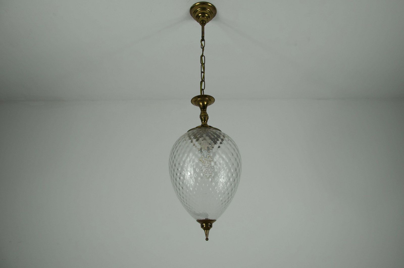 Brass And Glass Mid Century Pendant Lamp, 1960s, Italy photo Lighting