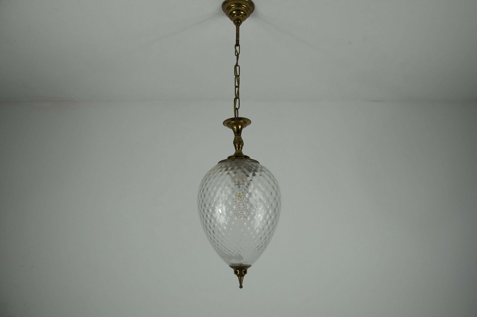 Brass And Glass Mid Century Pendant Lamp, 1960s, Italy photo vinterior