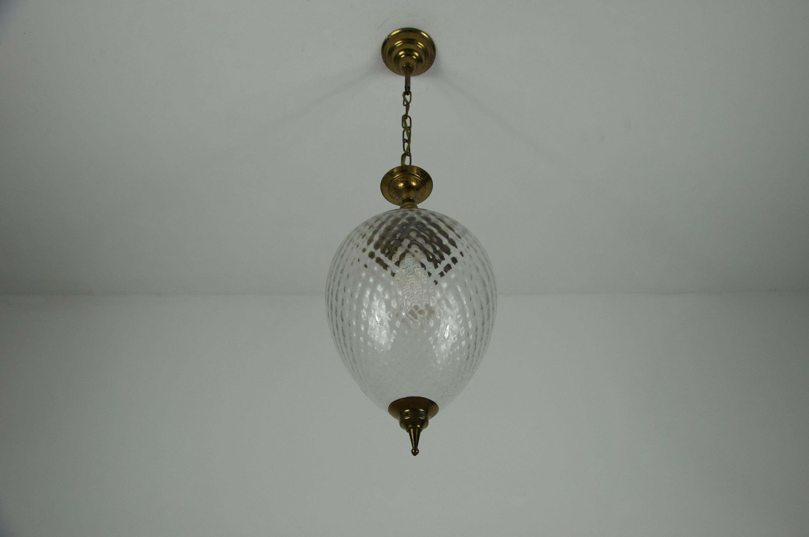 photo for sale Brass And Glass Mid Century Pendant Lamp, 1960s, Italy