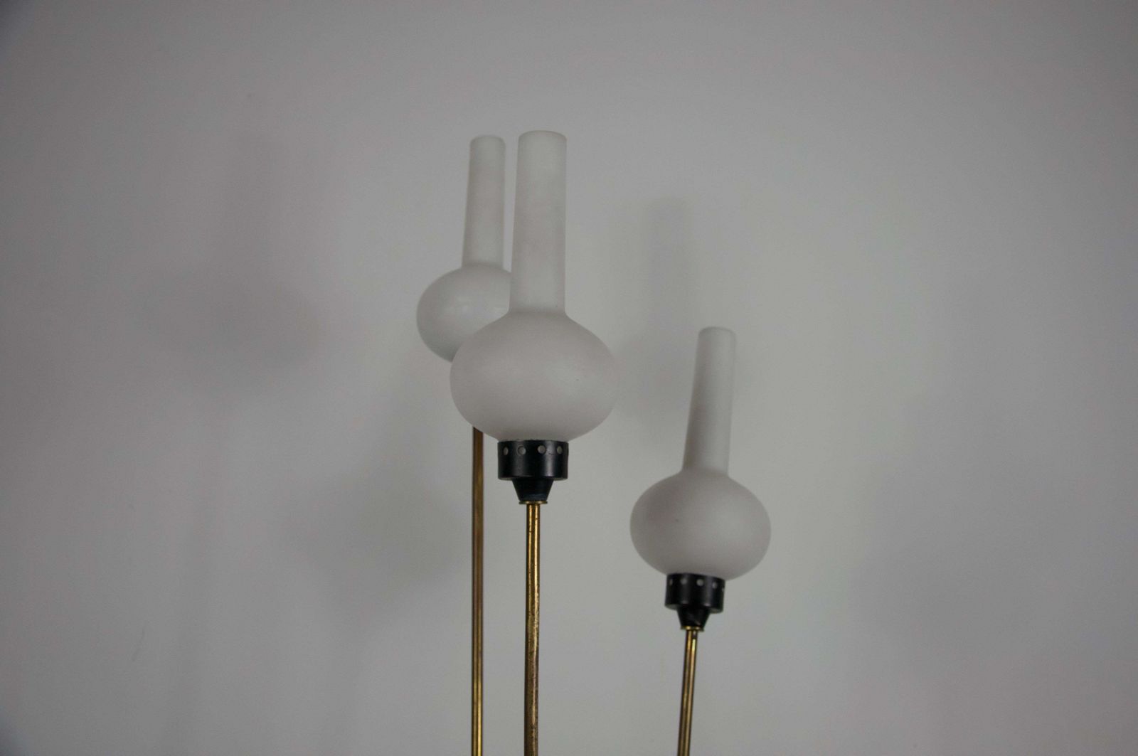 2588.0 Brass And Opaline Glass Floor Lamp By Stilnovo, Italy, 1960s photo