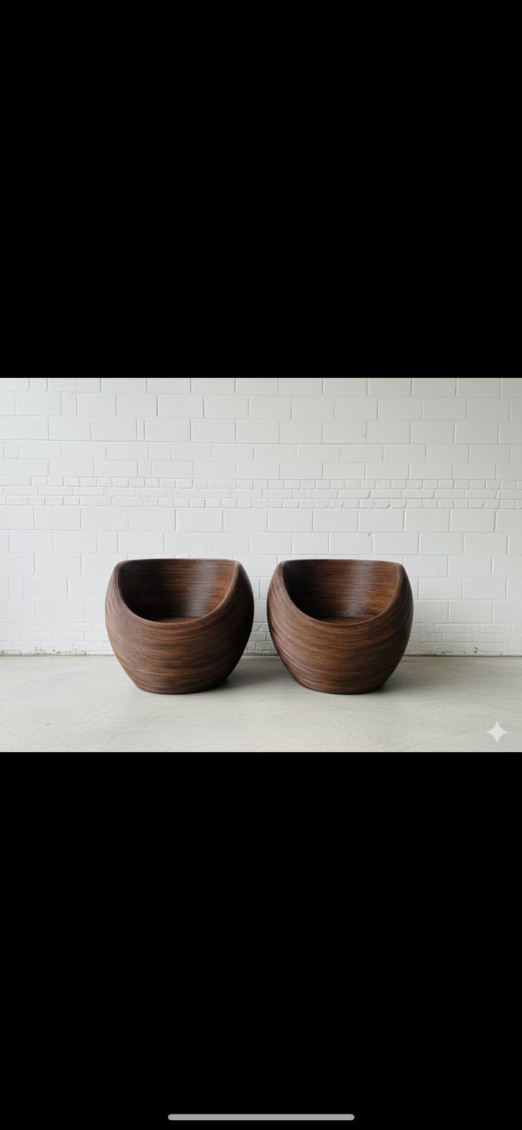 Set Of 2 Large Vintage Habitat Sarang Reed Wicker Chairs photo for sale
