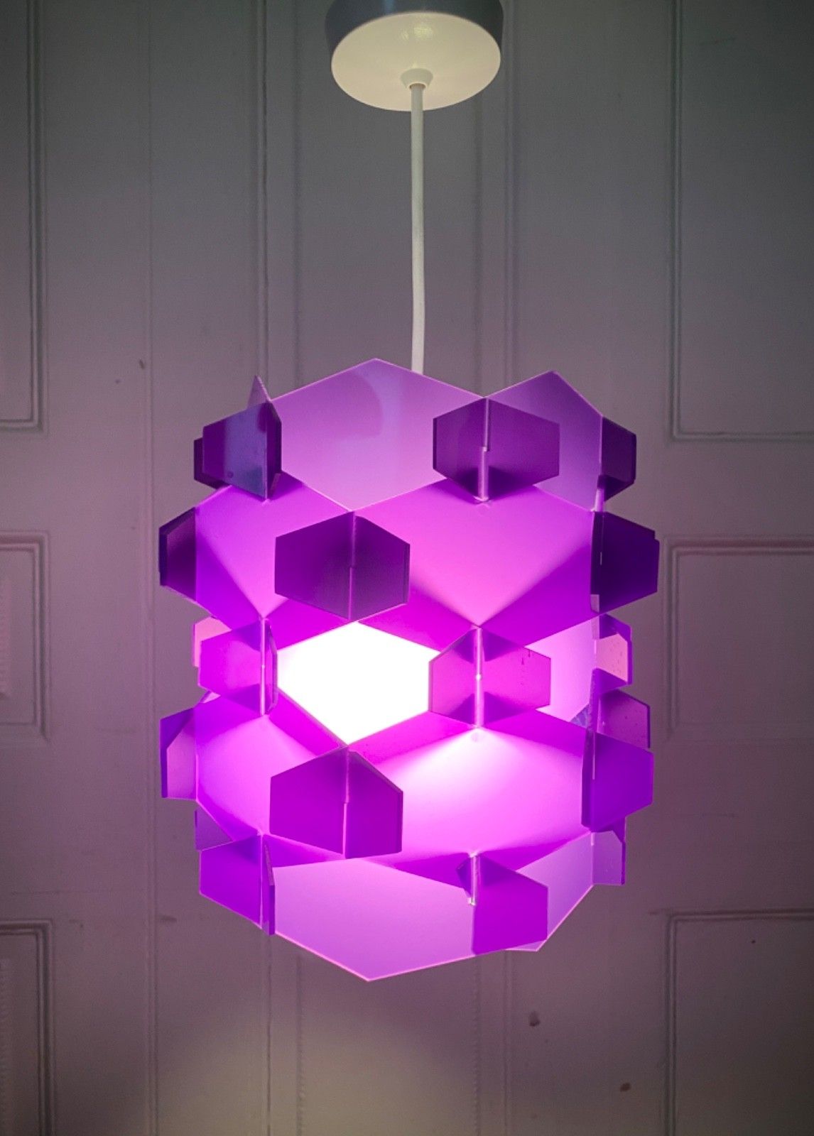 Original 1960s 70s Purple Perspex Ceiling Pendant Light. photo for sale