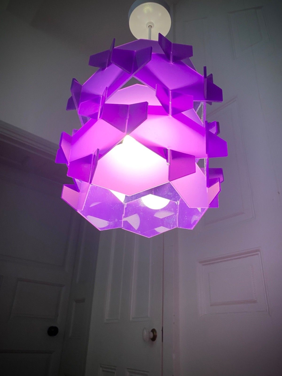 Original 1960s 70s Purple Perspex Ceiling Pendant Light. photo vinterior