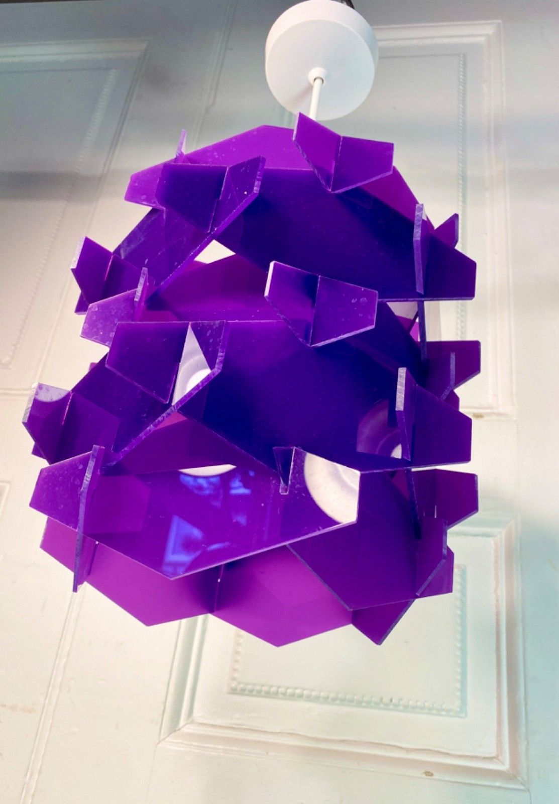 photo furniture Original 1960s 70s Purple Perspex Ceiling Pendant Light.