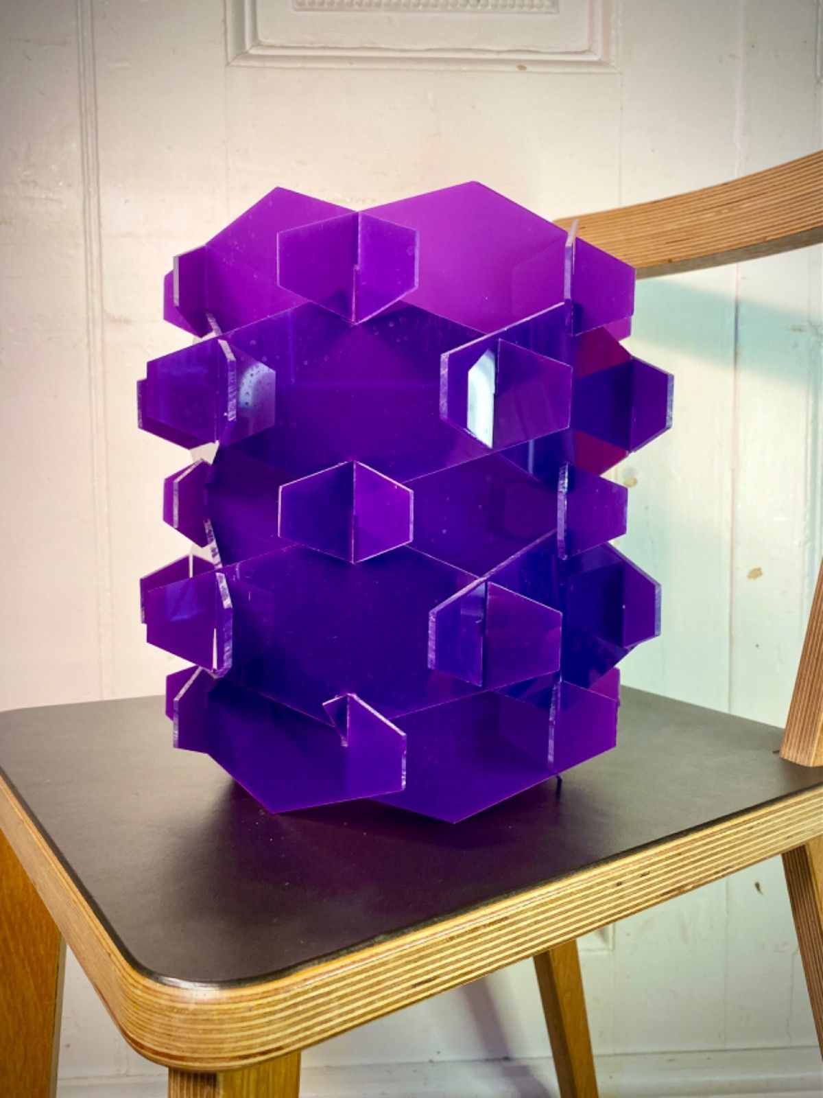photo for sale Original 1960s 70s Purple Perspex Ceiling Pendant Light.