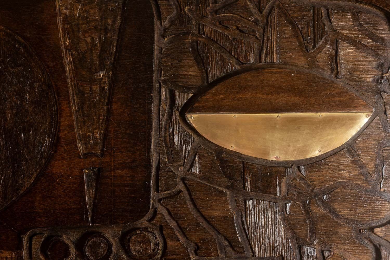 V. De Segonzac. Triptych In Carved Wood. Contemporary. photo vinterior