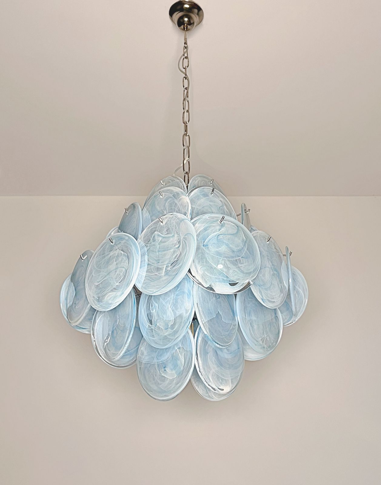 Vintage Italian Murano Chandelier   36 Blue Disks photo vintage