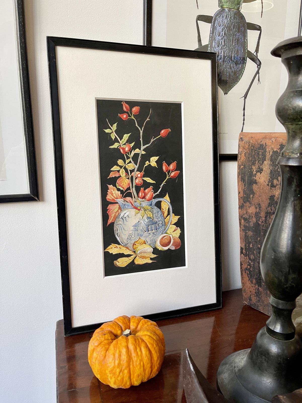 photo furniture Autumn Still Life Watercolour Painting With Black Frame