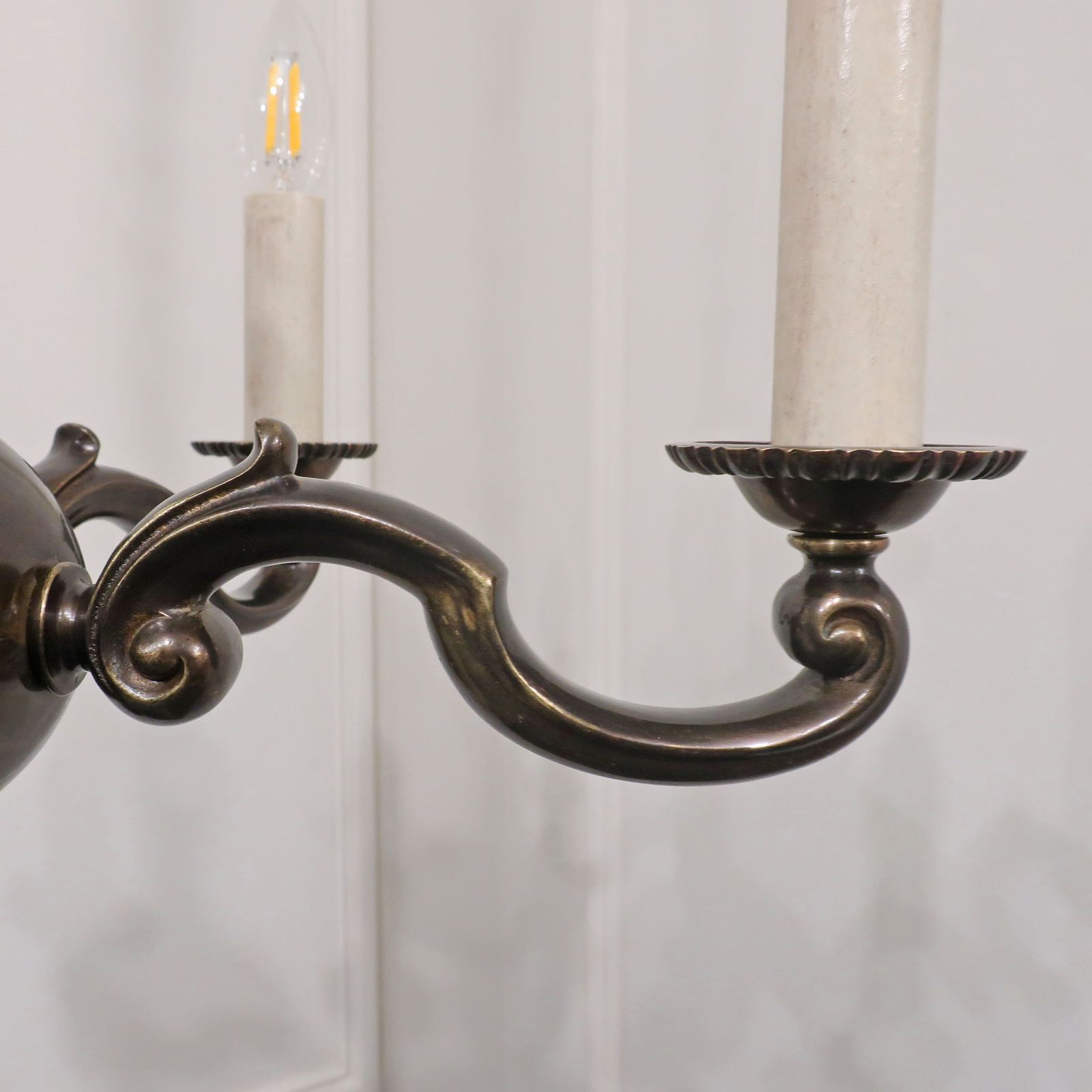 Edwardian Bronzed Chandelier Attributed To G.E.C photo vintage
