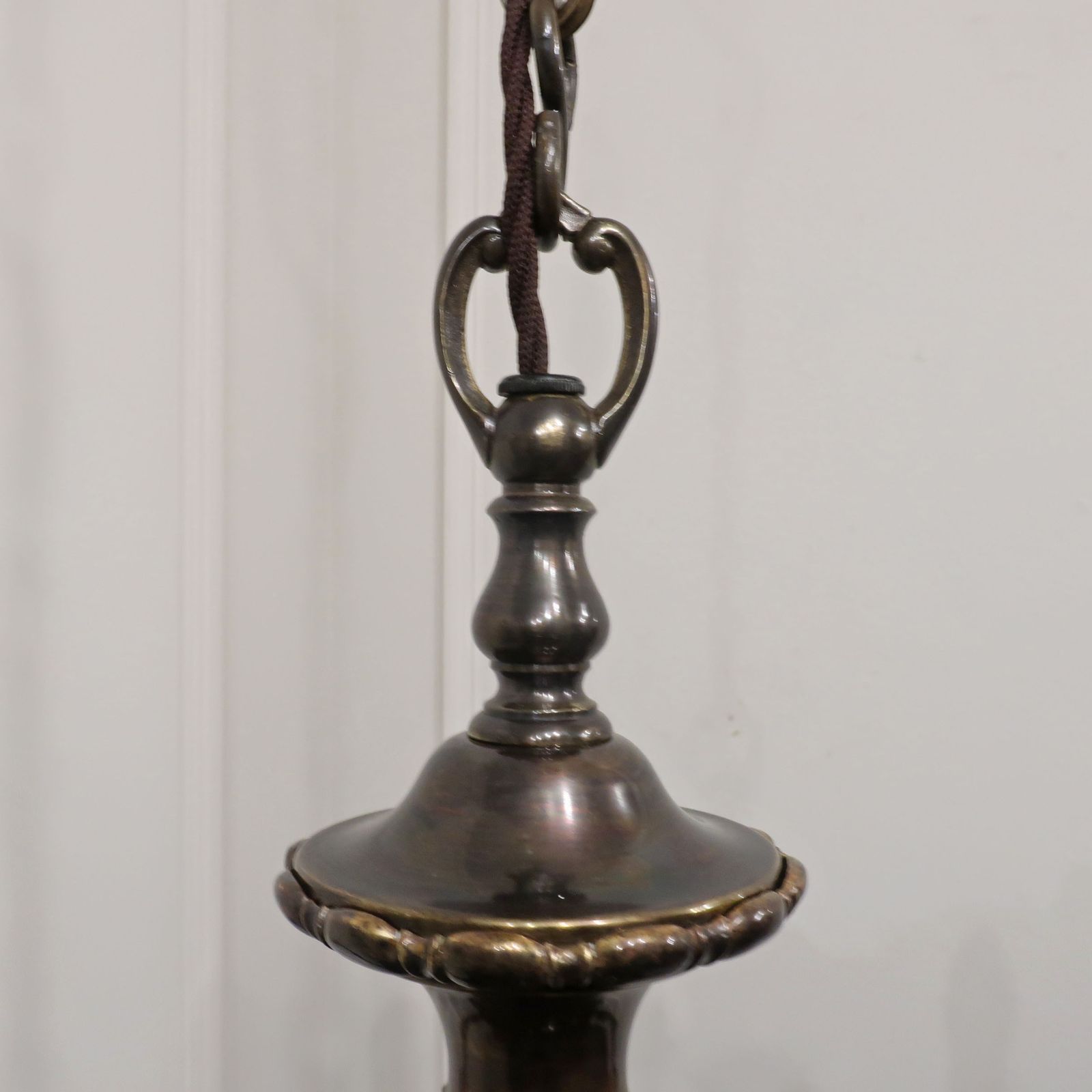photo for sale Edwardian Bronzed Chandelier Attributed To G.E.C