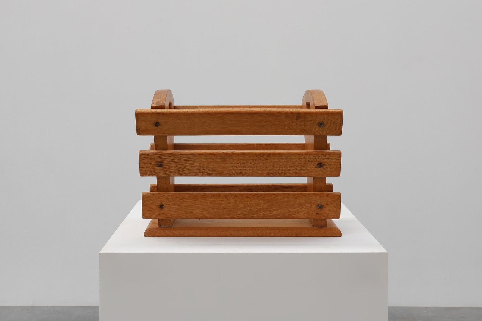 Mid Century Oak Magazine Rack, France, 1960s photo for sale