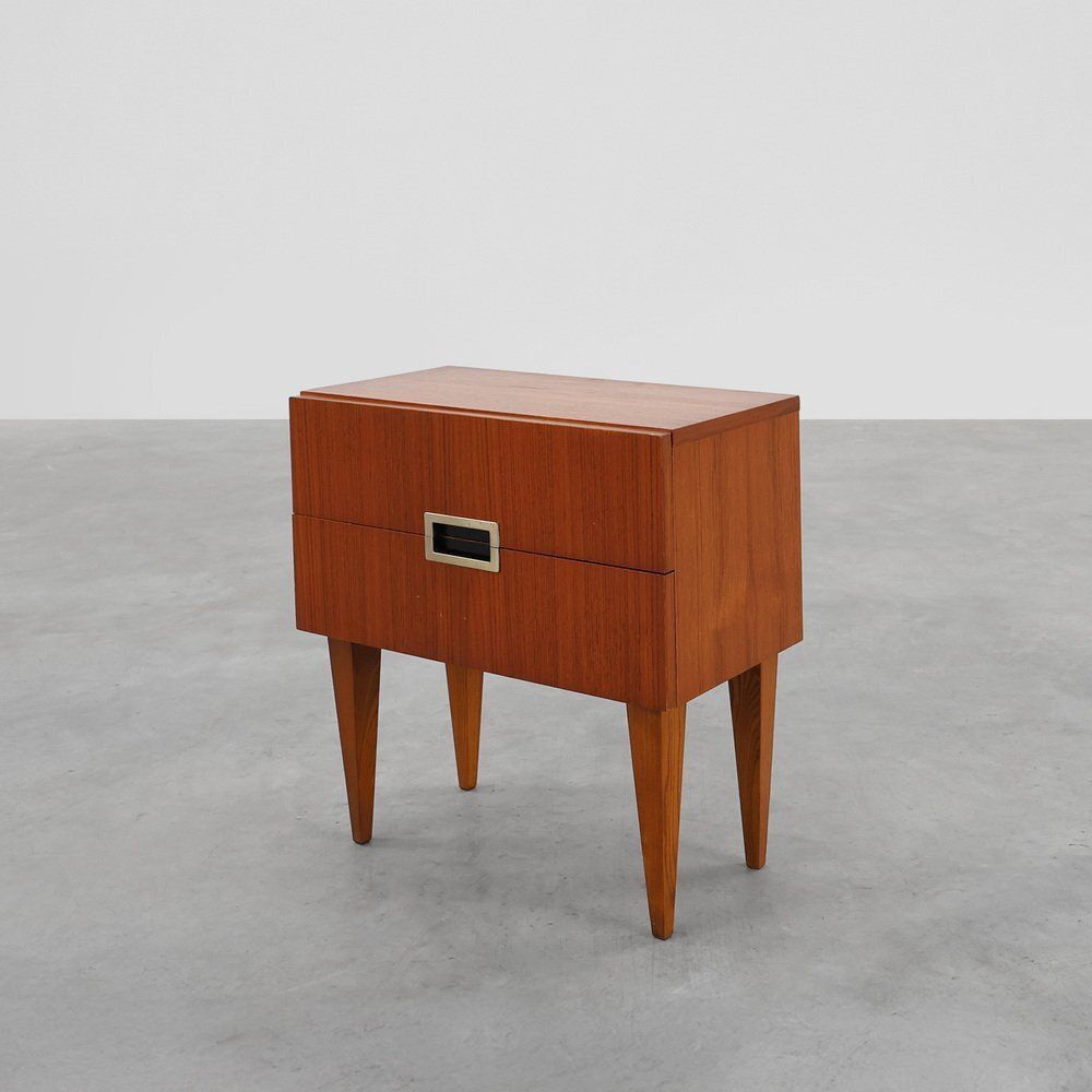 Vintage Belgian Teak Veneer Nightstand, 1950s