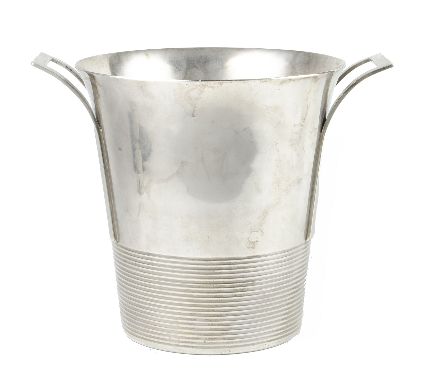 1930s Art Déco Circular Silvered Metal Wine Cooler/Ice Bucket By Christofle, France