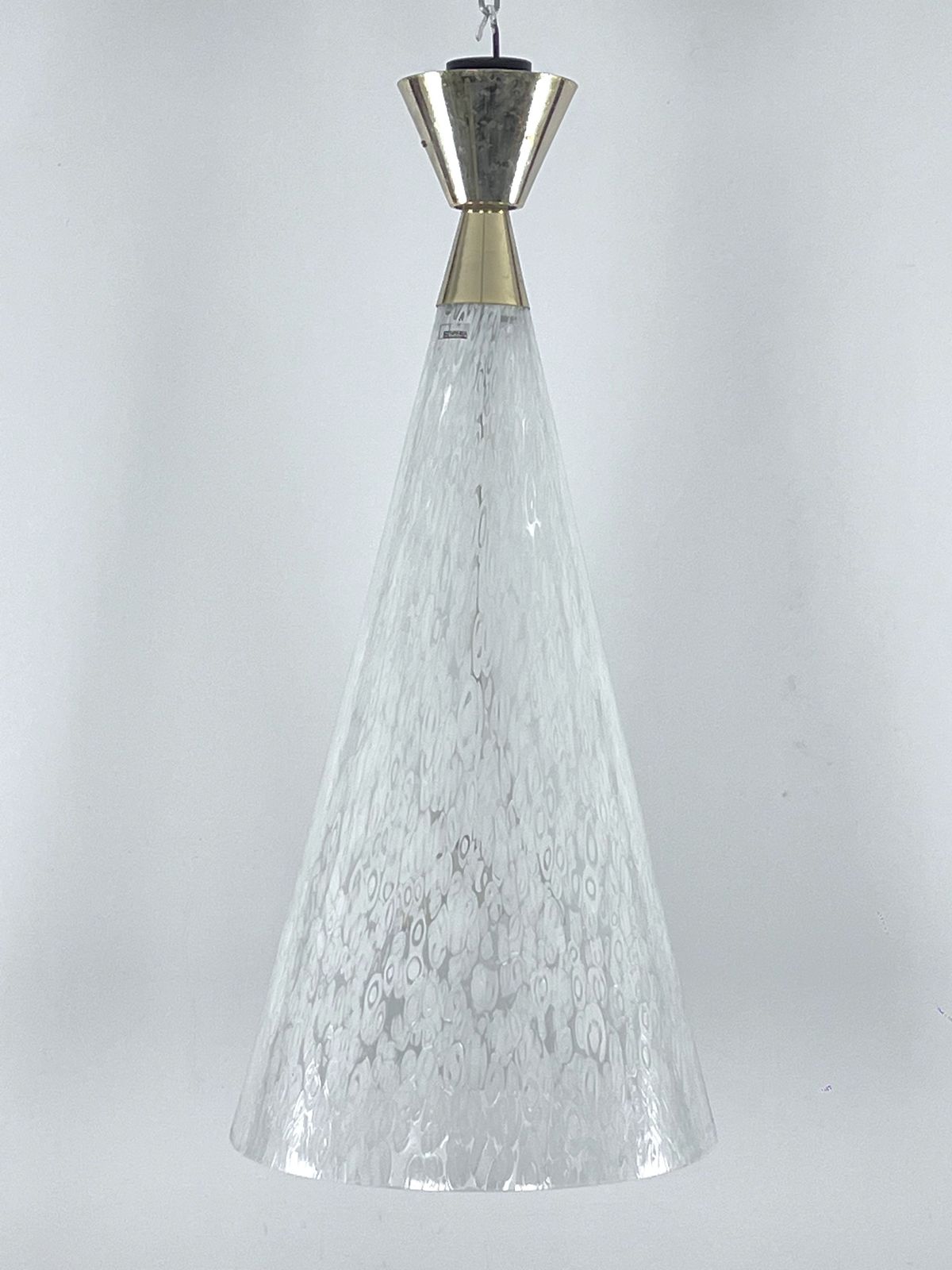 photo furniture Angelo Brotto, Rare Large Murano Glass And Brass Chandelier By Esperia. Italy 1970s