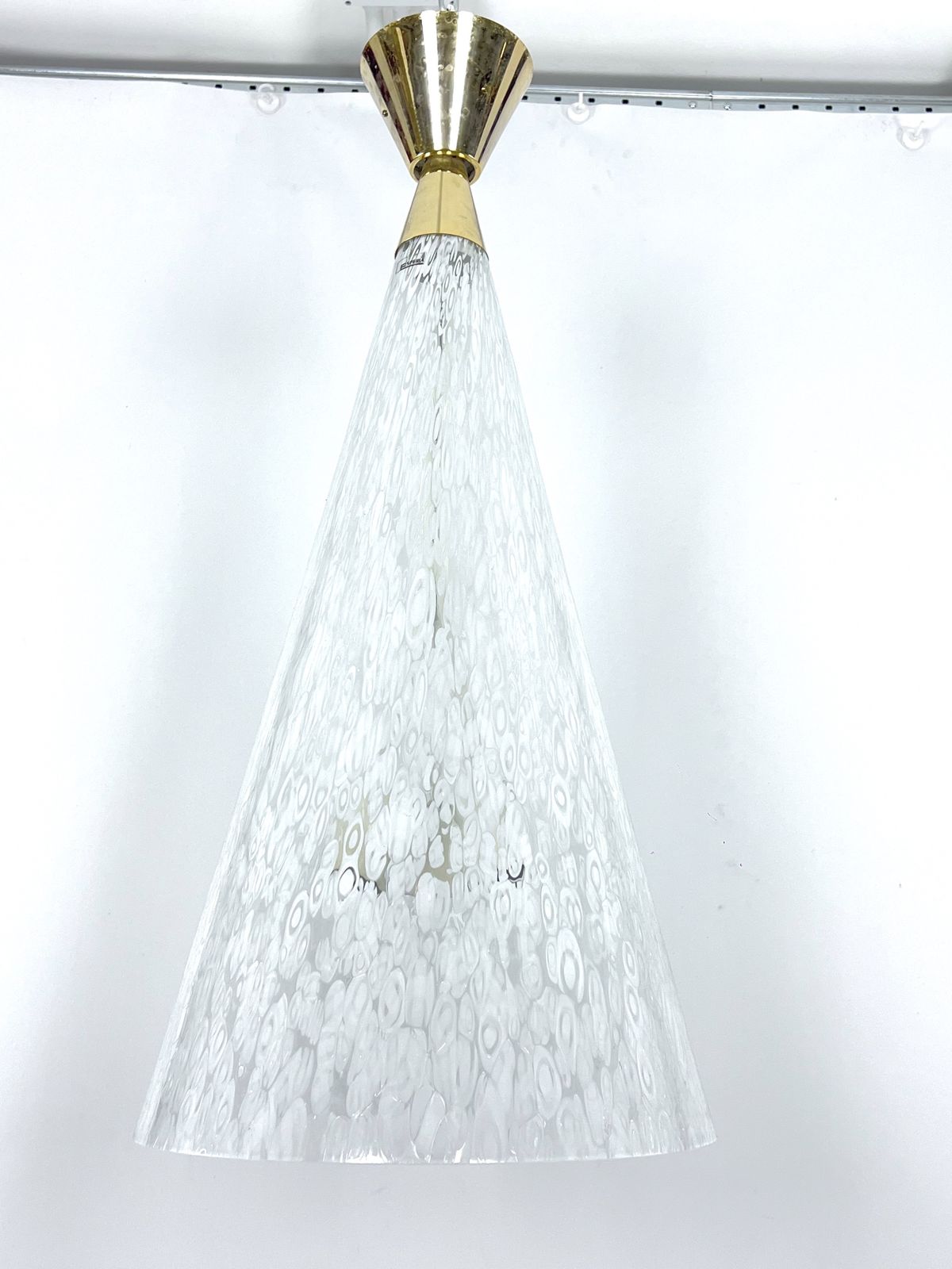 photo for sale Angelo Brotto, Rare Large Murano Glass And Brass Chandelier By Esperia. Italy 1970s
