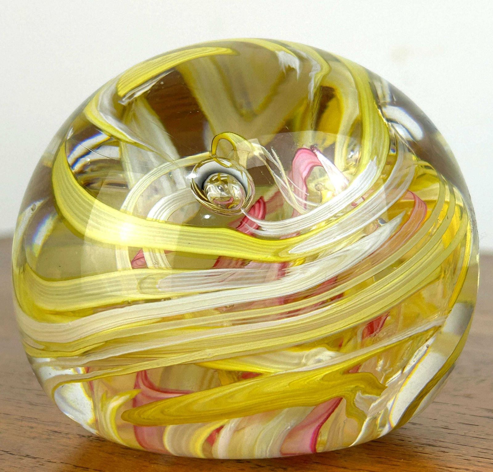 Beautiful Whitefriars Glass Paperweight Swirling Ribbons Bubbles Ray Annenberg photo furniture